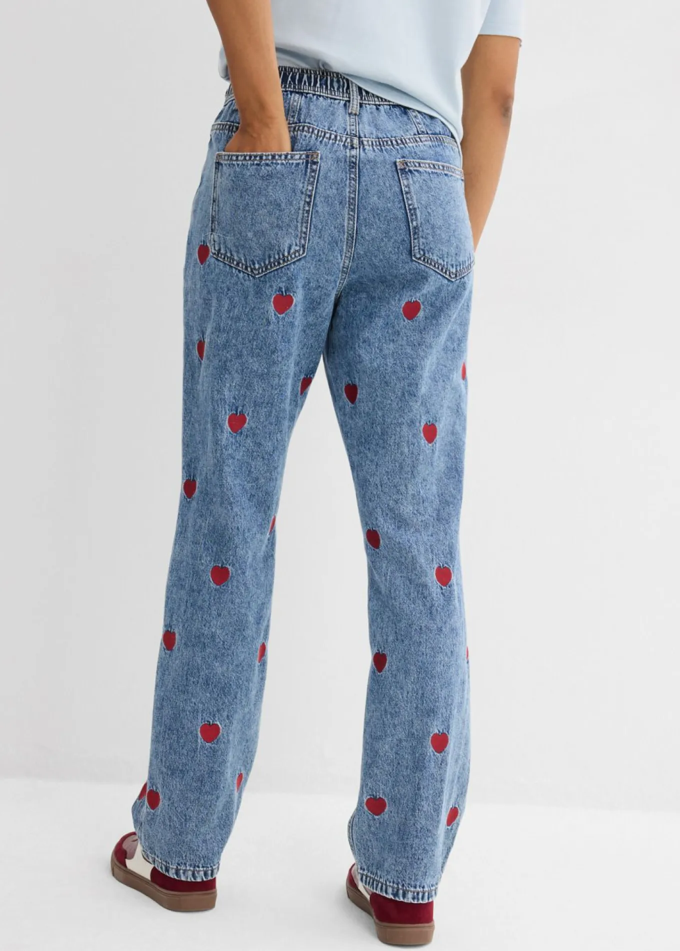 Vaqueros loose, straight, high waist, de algodón