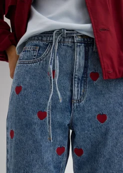 Vaqueros loose, straight, high waist, de algodón