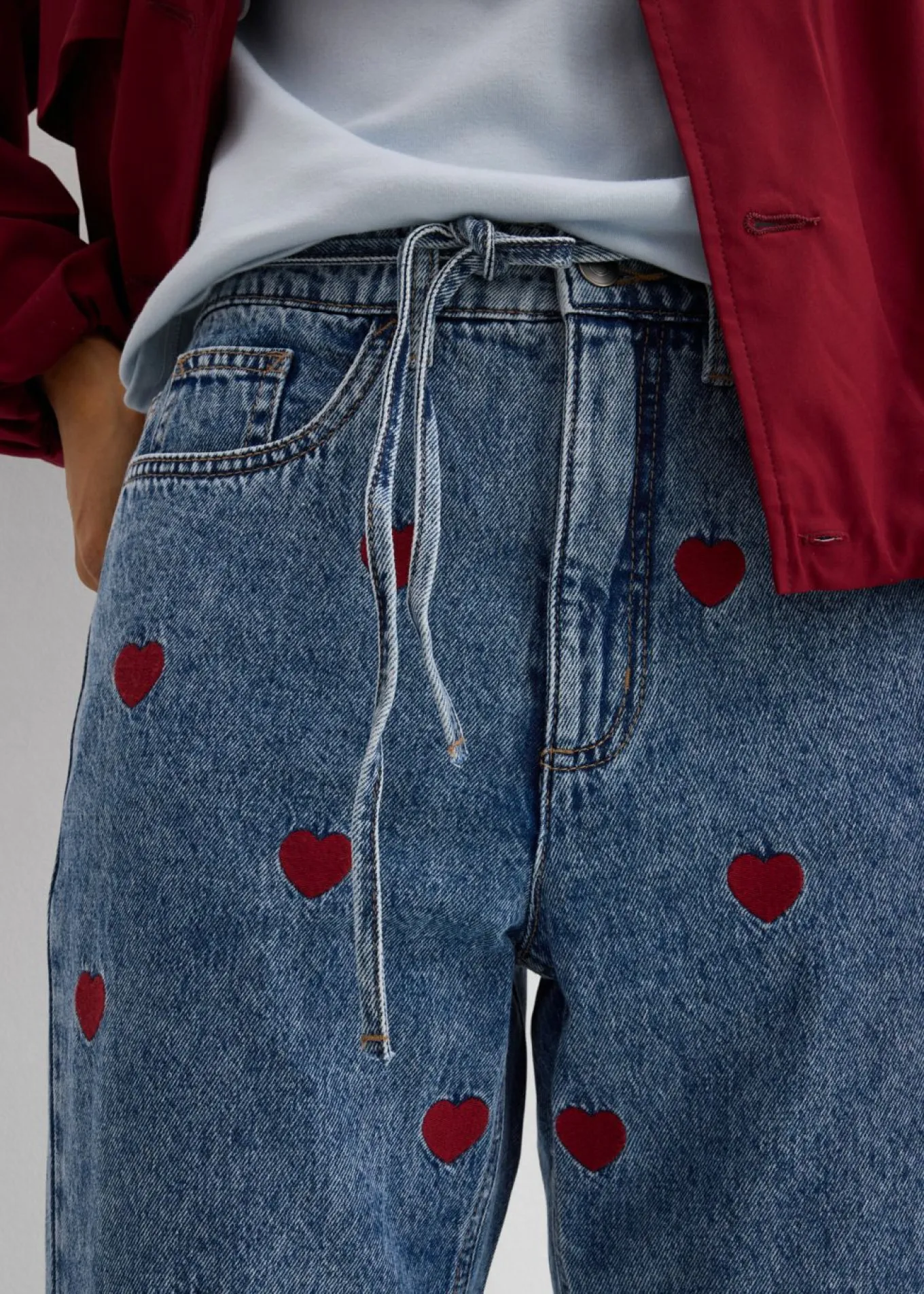 Vaqueros loose, straight, high waist, de algodón