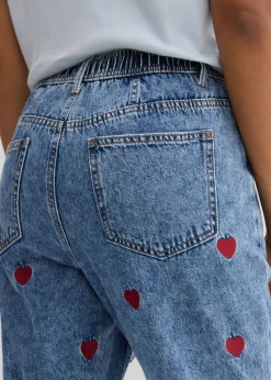 Vaqueros loose, straight, high waist, de algodón
