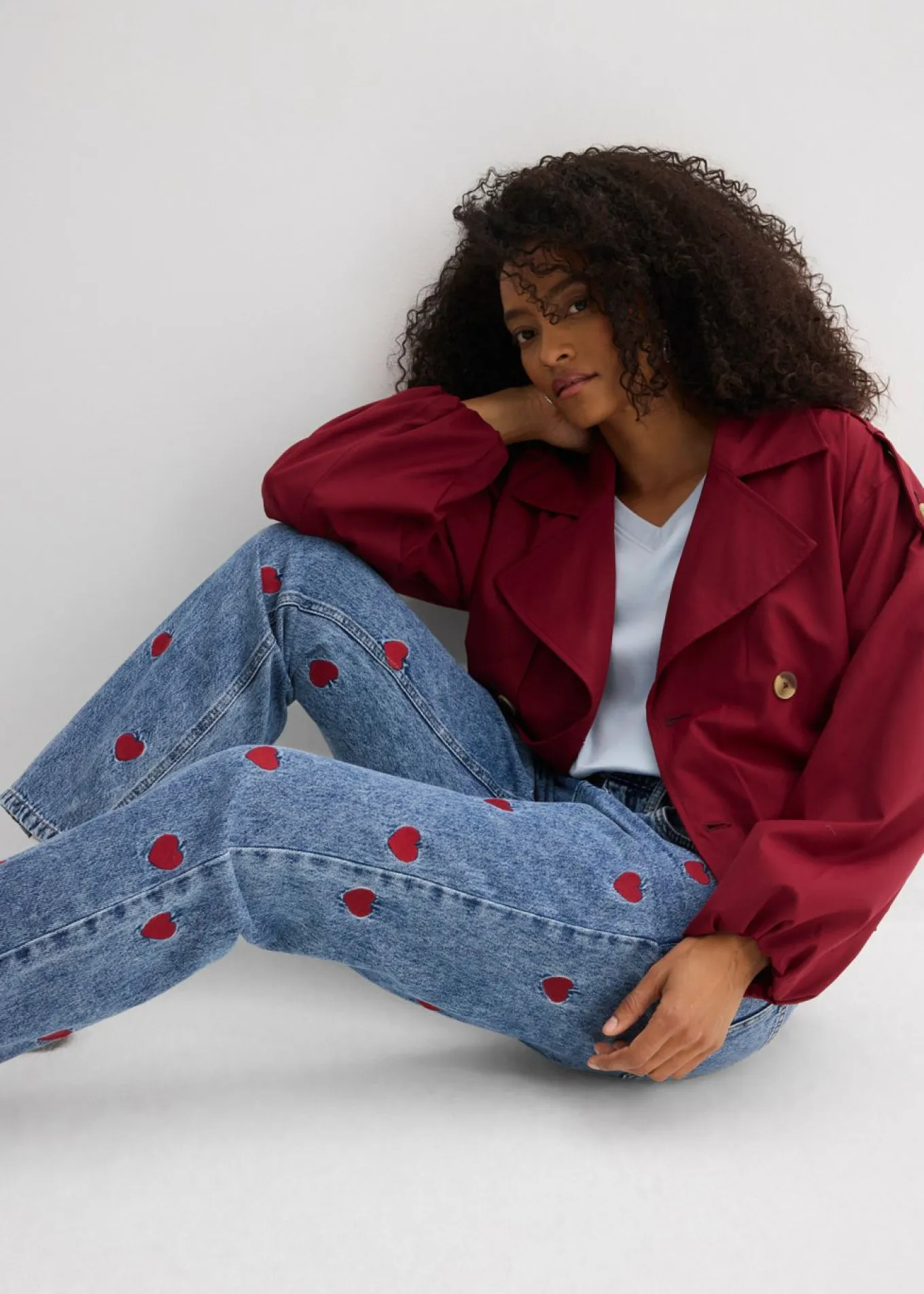 Vaqueros loose, straight, high waist, de algodón