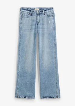 Vaqueros low stretch con corte holgado, talle medio y diseño recto
