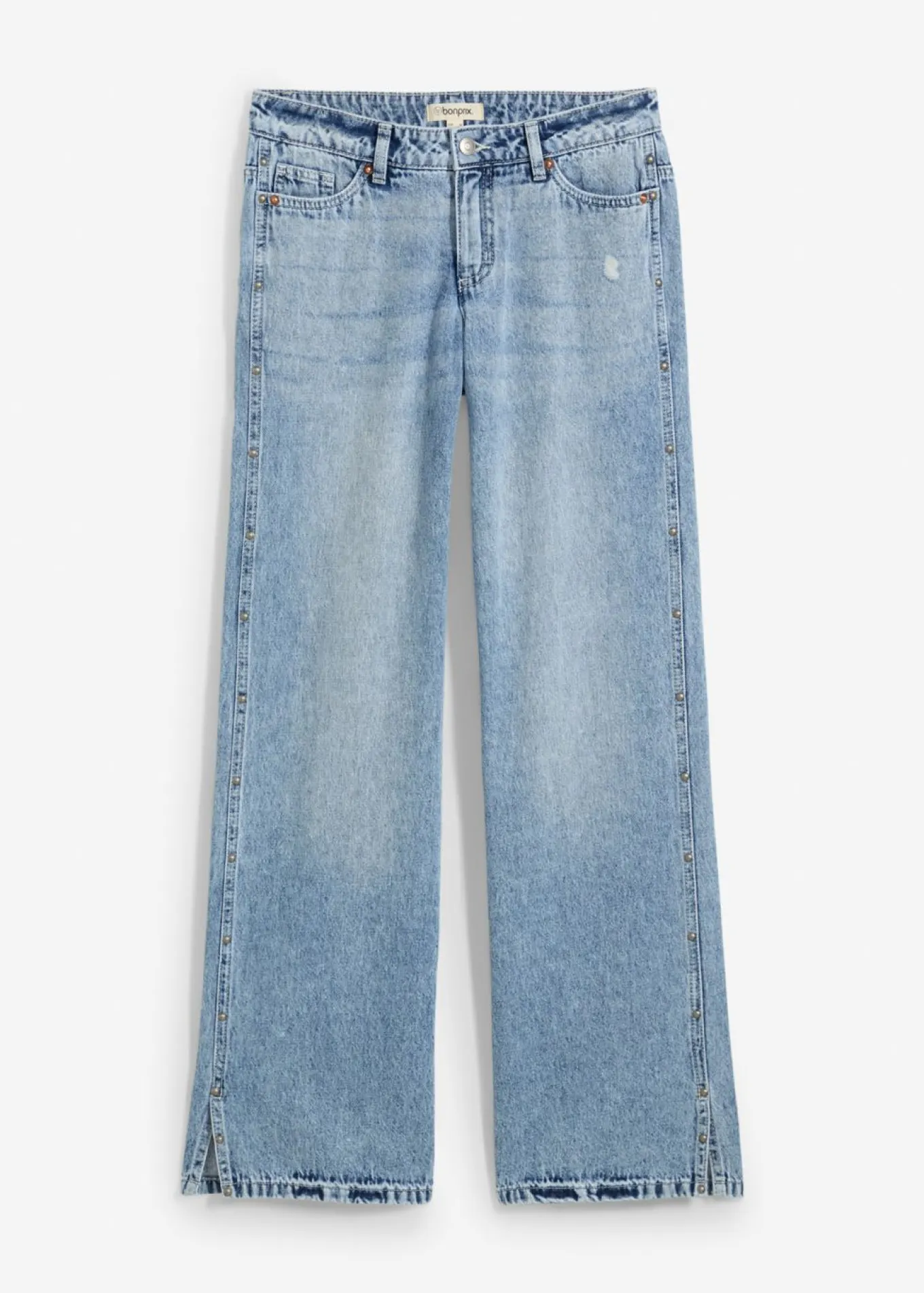 Vaqueros low stretch con corte holgado, talle medio y diseño recto