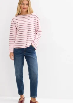 Vaqueros mom, high waist, cropped