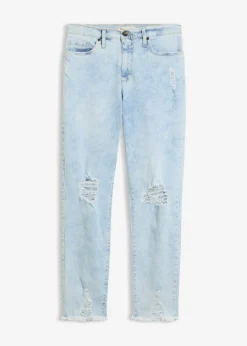 Vaqueros mom, high waist, con efecto roto