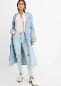 Vaqueros mom, high waist, con efecto roto