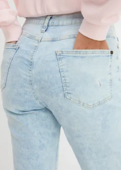 Vaqueros mom, high waist, con efecto roto