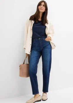 Vaqueros mom, high waist, cropped