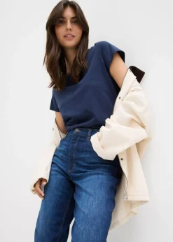 Vaqueros mom, high waist, cropped