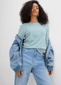 Vaqueros mom, high waist, cropped