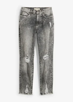 Vaqueros mom, high waist, con efecto roto