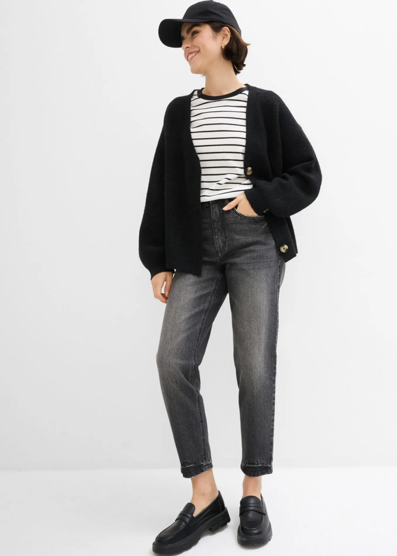 Vaqueros mom, high waist, low stretch, cropped