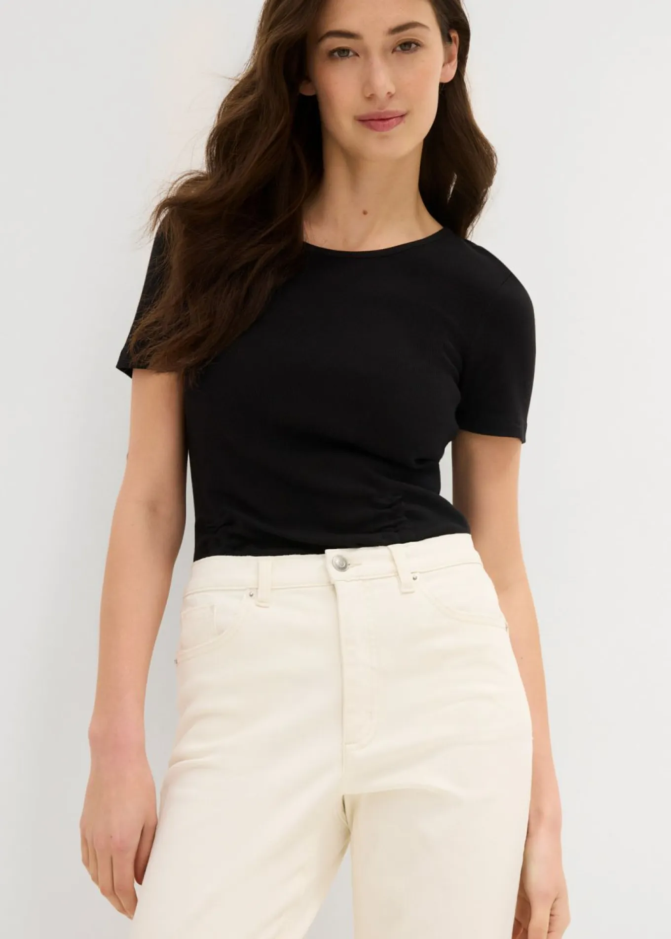 Vaqueros mom, high waist, low stretch, cropped