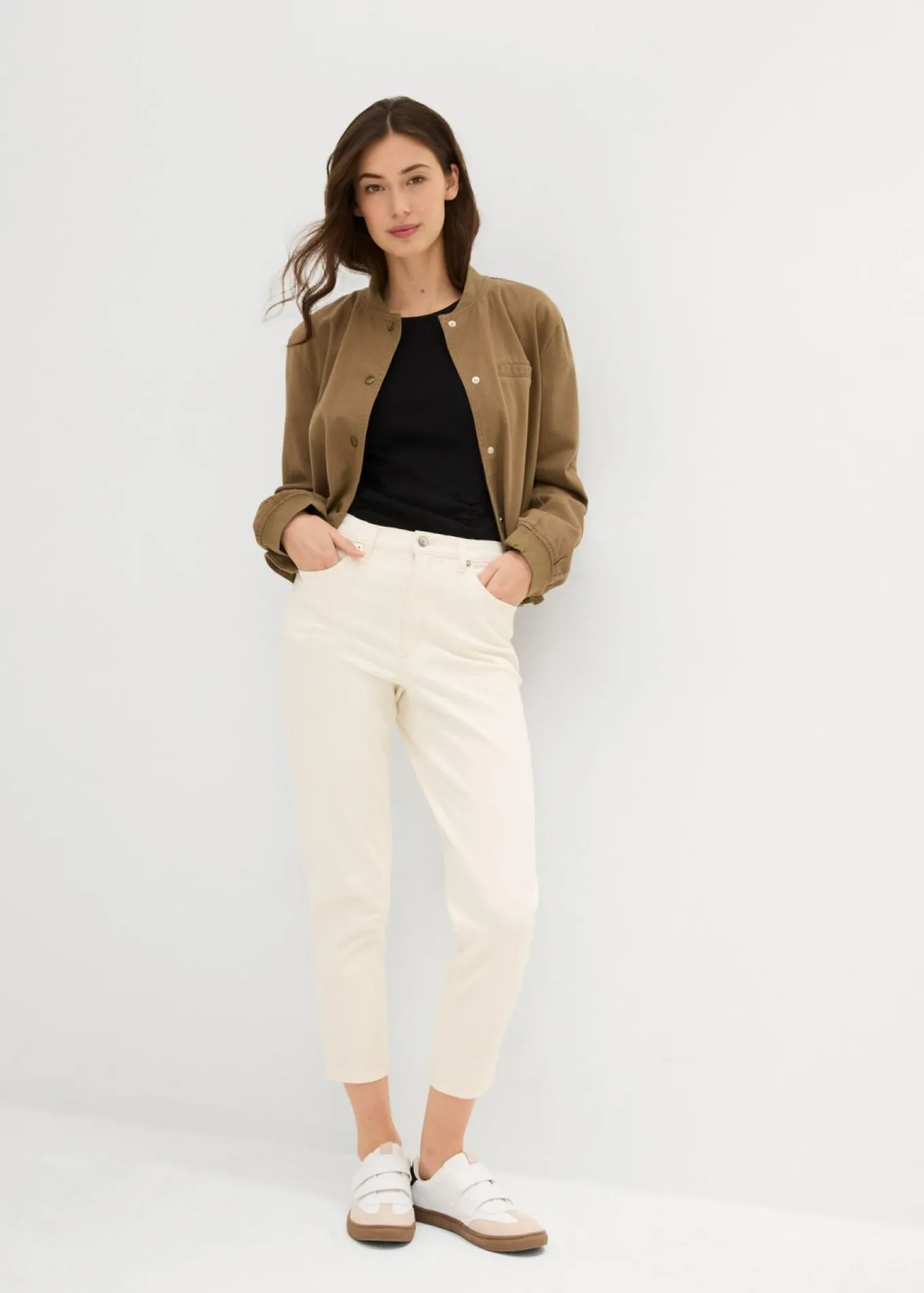 Vaqueros mom, high waist, low stretch, cropped