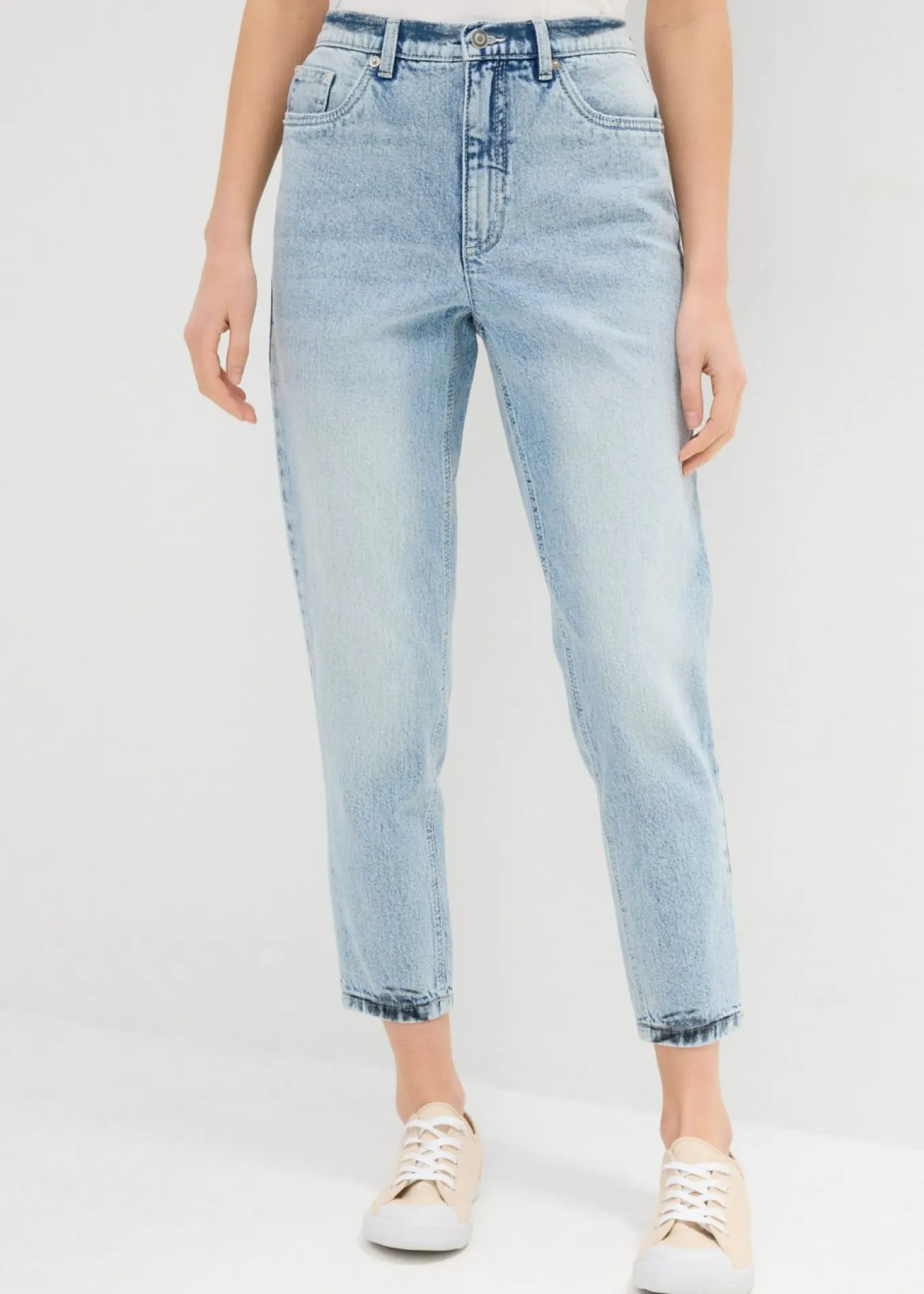 Vaqueros mom, high waist, low stretch, cropped