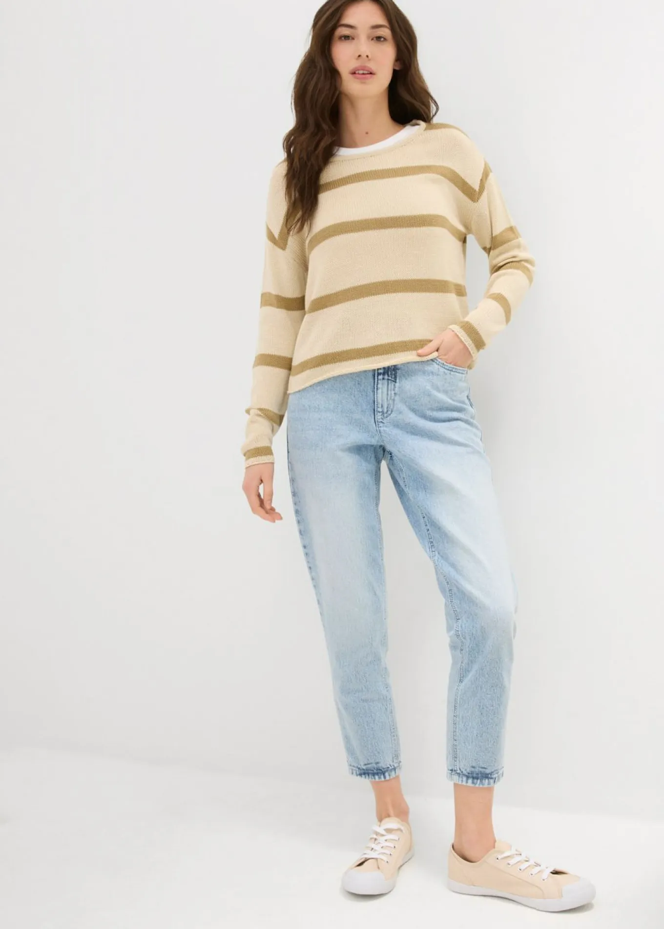 Vaqueros mom, high waist, low stretch, cropped