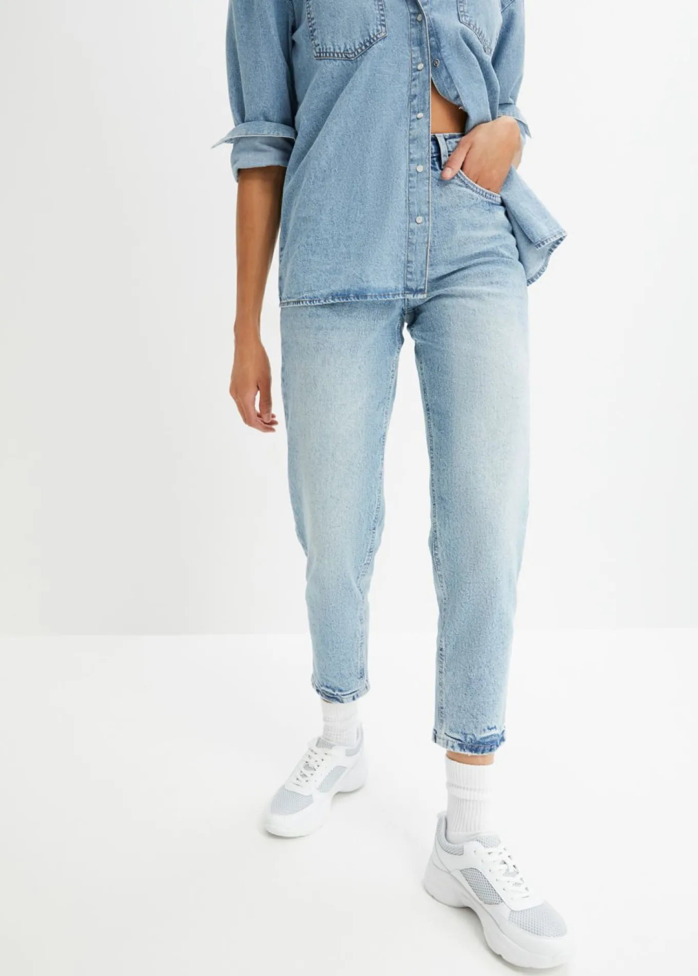 Vaqueros mom, high waist, low stretch, cropped