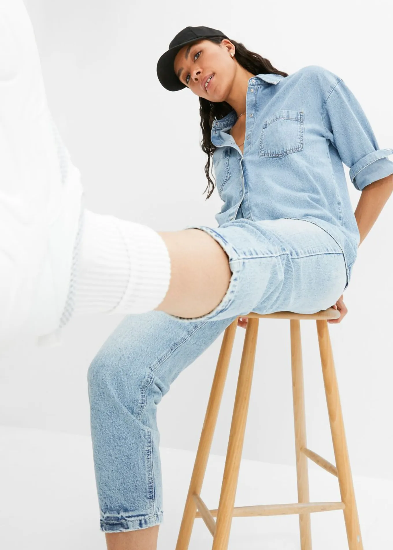 Vaqueros mom, high waist, low stretch, cropped