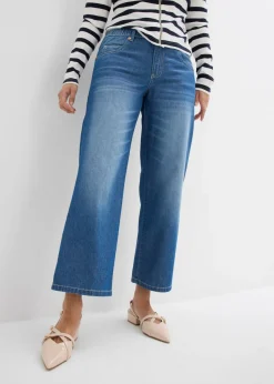Vaqueros rectos con talle medio, cinturilla cómoda y material elástico