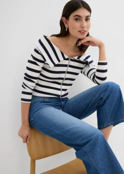Vaqueros rectos con talle medio, cinturilla cómoda y material elástico