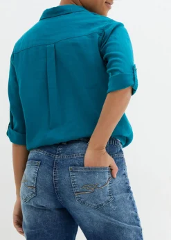 Vaqueros rectos elásticos con talle medio