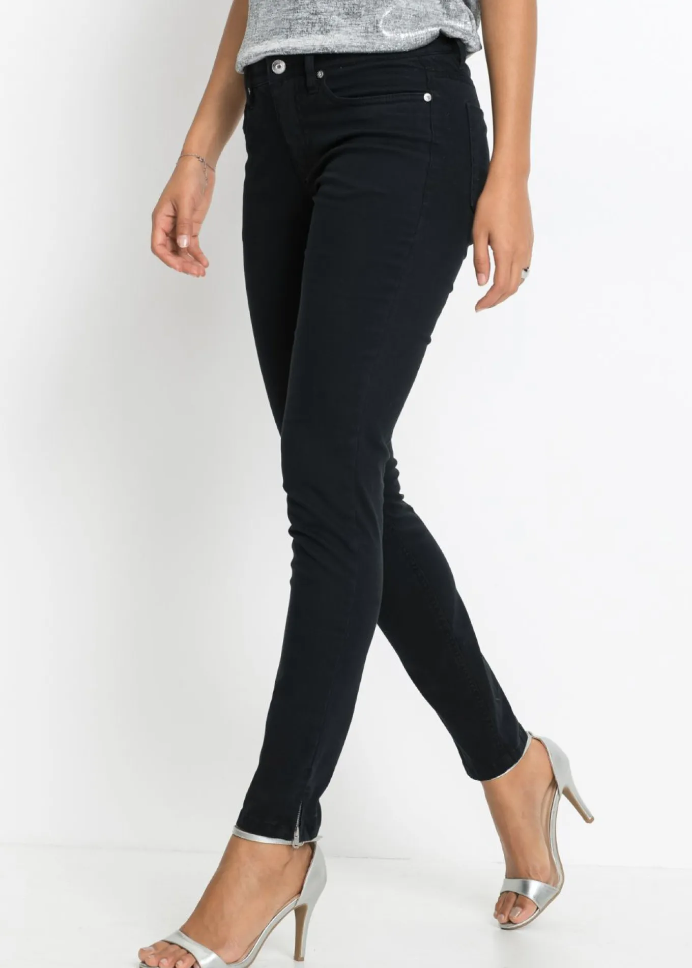 Vaqueros skinny, mid waist, cropped