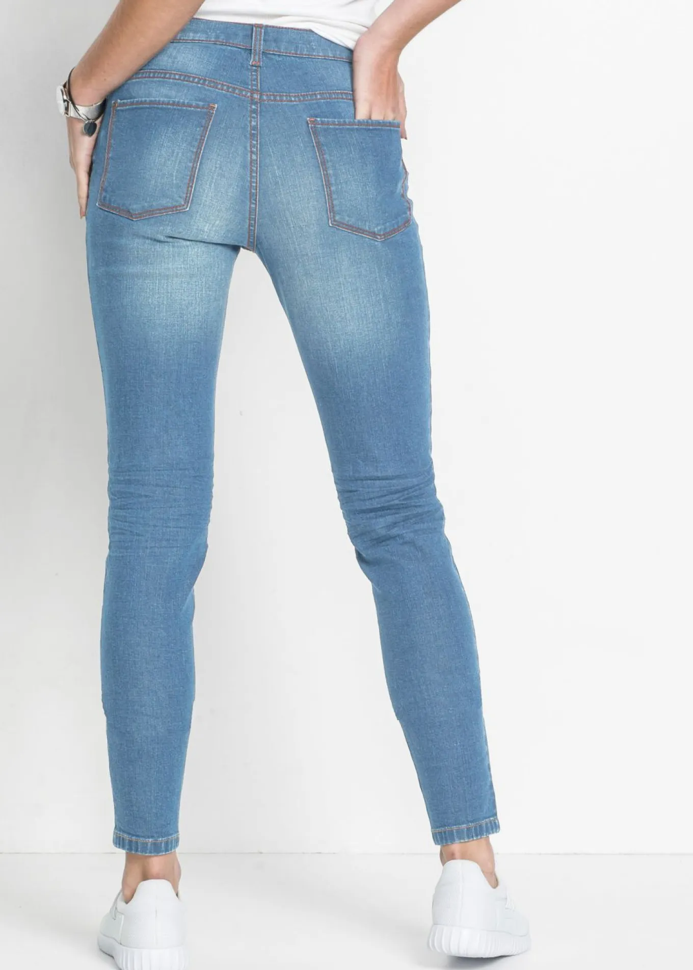 Vaqueros skinny, mid waist, cropped
