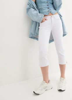 Vaqueros slim fit, talle medio, cropped