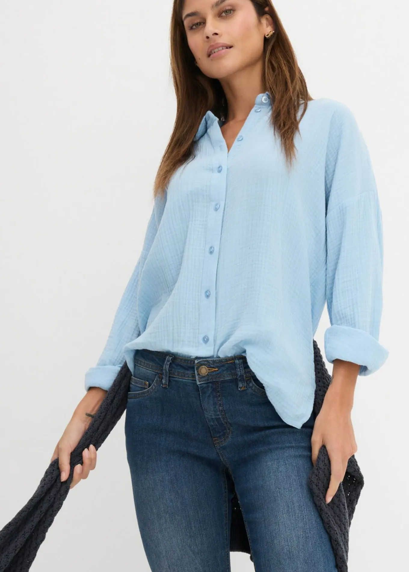Vaqueros slim fit, talle medio, cropped