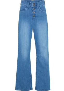 Vaqueros straight, high waist, elásticos