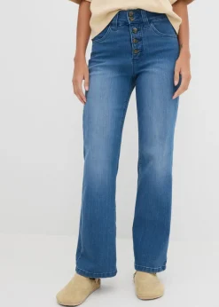 Vaqueros straight, high waist, elásticos
