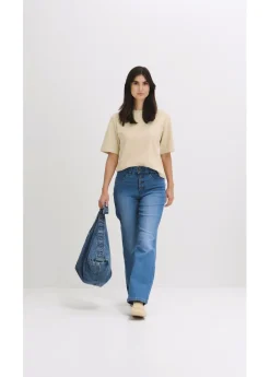 Vaqueros straight, high waist, elásticos