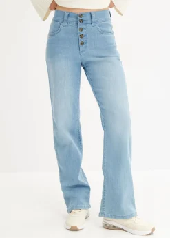 Vaqueros straight, high waist, elásticos