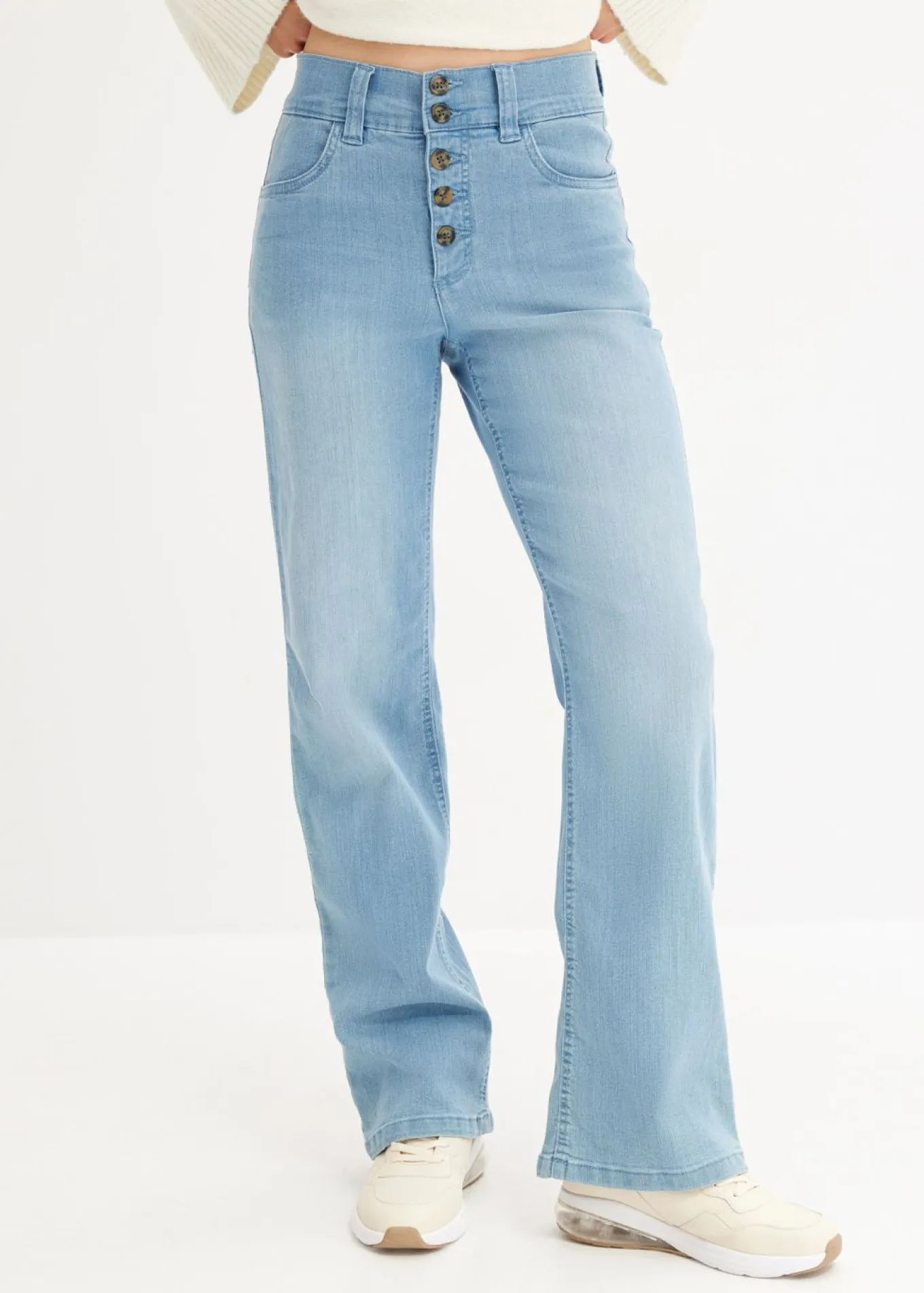 Vaqueros straight, high waist, elásticos