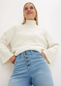 Vaqueros straight, high waist, elásticos