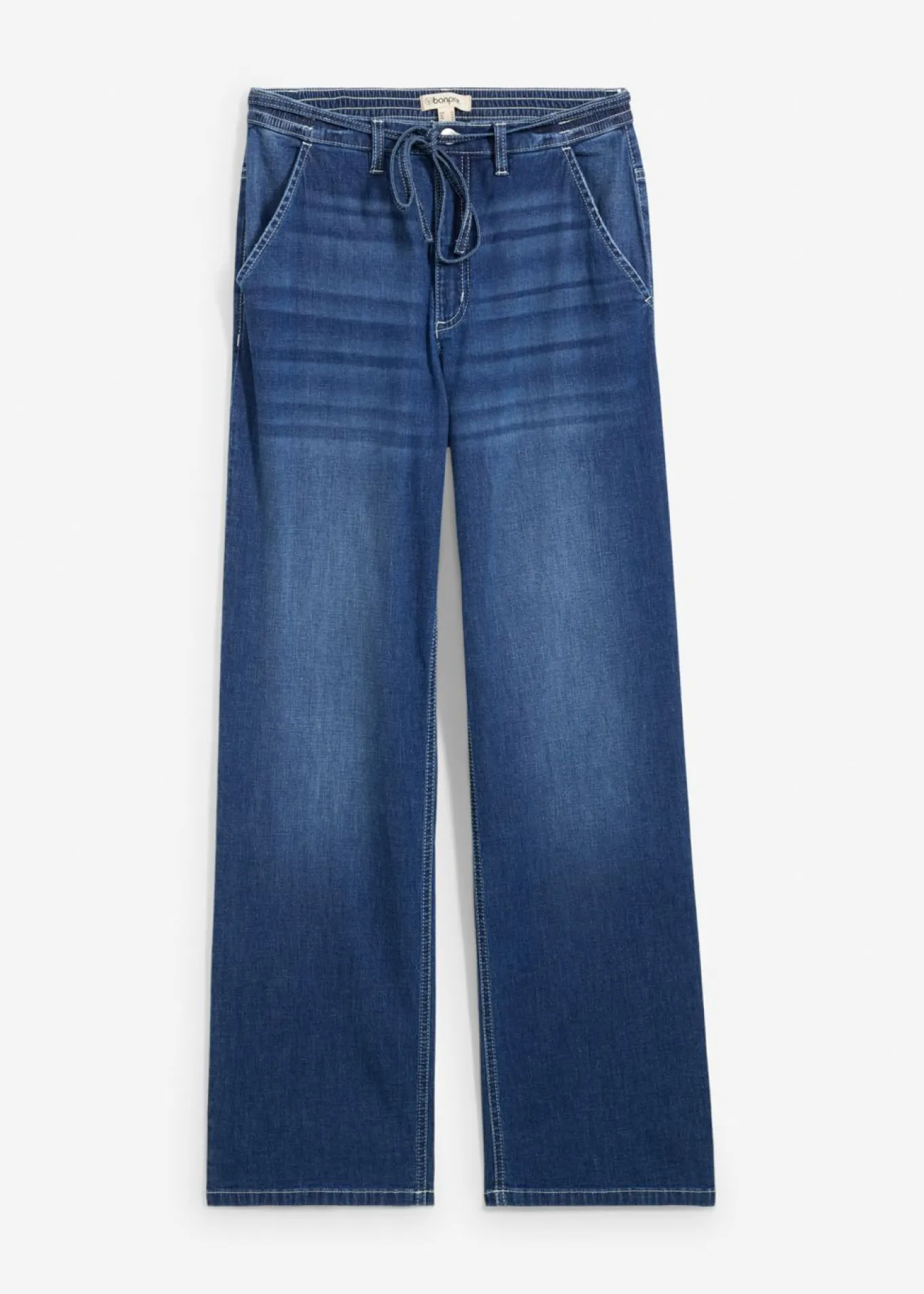 Vaqueros straight, loose fit, high waist, con cintura cómoda