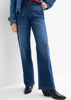 Vaqueros straight, loose fit, high waist, con cintura cómoda