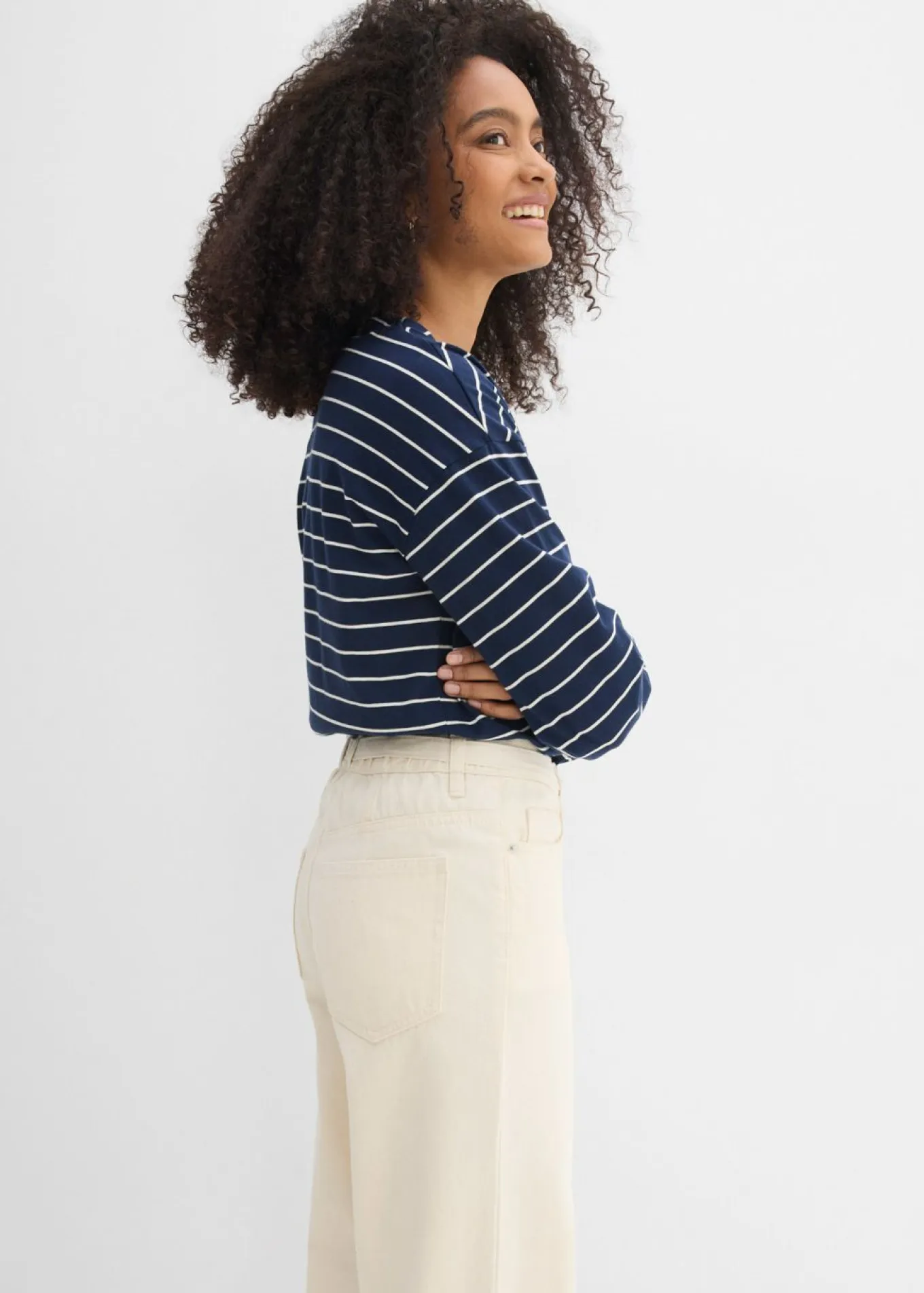 Vaqueros straight, loose, mid waist, de algodón