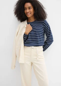 Vaqueros straight, loose, mid waist, de algodón