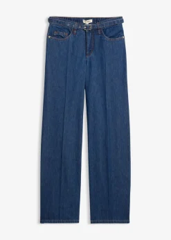 Vaqueros straight, loose, mid waist, de algodón
