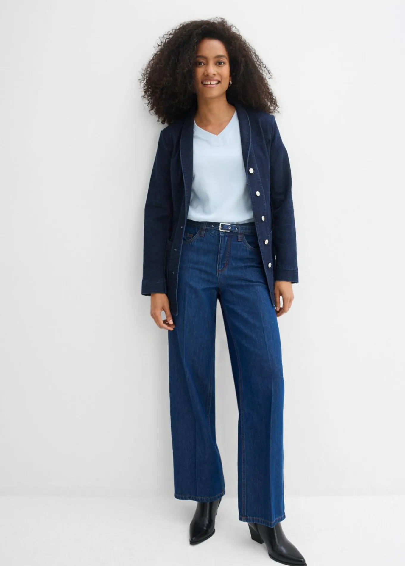 Vaqueros straight, loose, mid waist, de algodón
