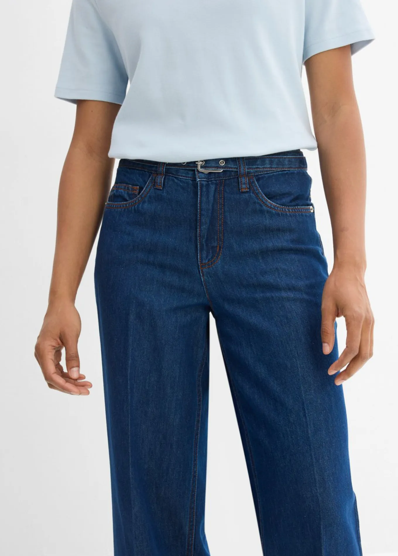 Vaqueros straight, loose, mid waist, de algodón