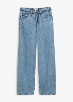 Vaqueros straight, loose, mid waist, de algodón