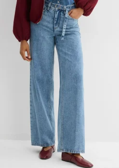 Vaqueros straight, loose, mid waist, de algodón