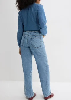 Vaqueros straight, loose, mid waist, de algodón