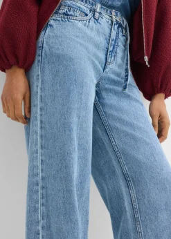 Vaqueros straight, loose, mid waist, de algodón