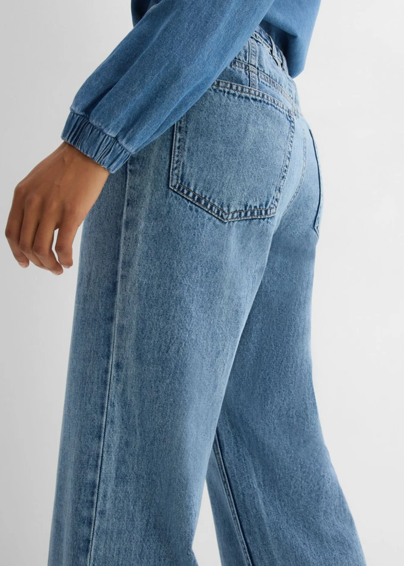 Vaqueros straight, loose, mid waist, de algodón
