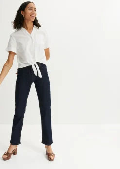 Vaqueros straight, mid waist, elásticos