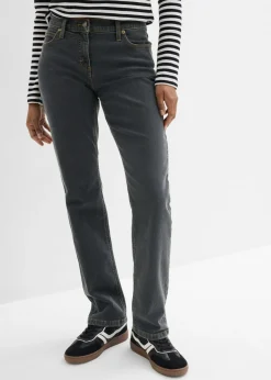 Vaqueros straight, mid waist, elásticos