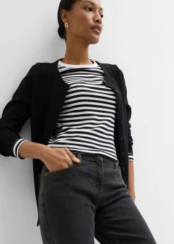 Vaqueros straight, mid waist, elásticos